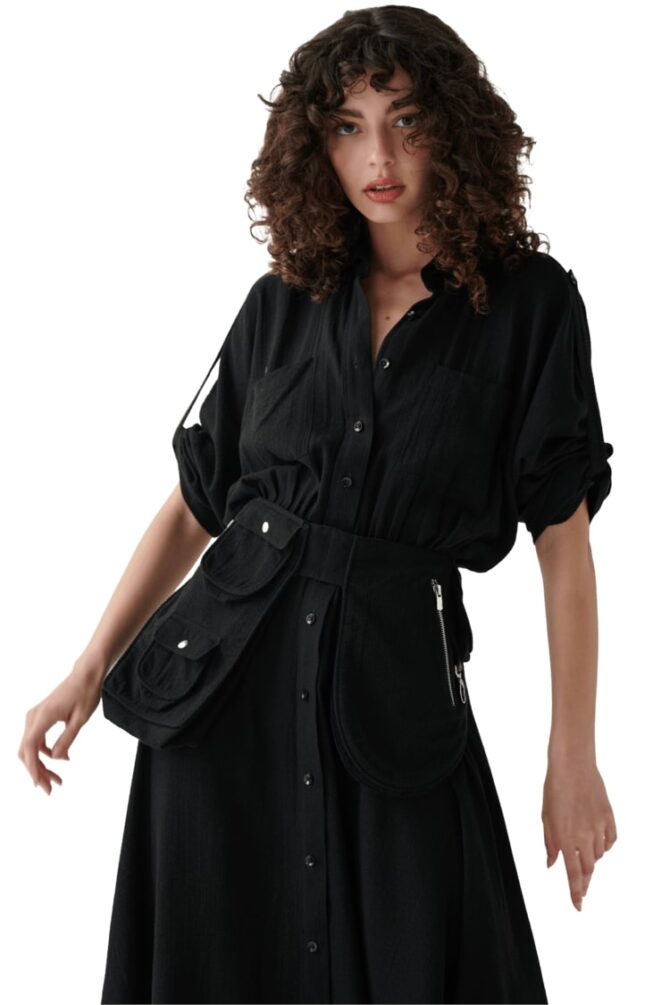 Belted Midi Shirt Dress lokal mena