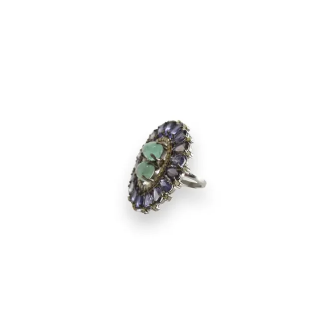 Emerald and Tanzanite Diamond Ring lokal