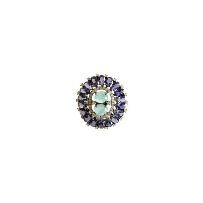 Emerald and Tanzanite Diamond Ring lokal