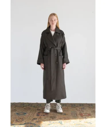 Double-Breasted Merino Trench Coat lokal mena