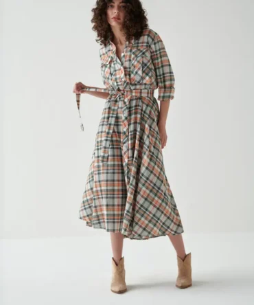 Plaid Shirt Dress lokal mena