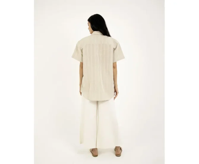 Short-Sleeved Linen Shirt lokal mena