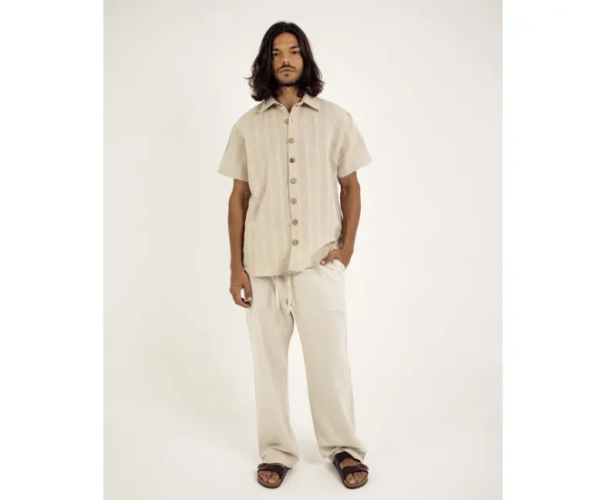 Short-Sleeved Linen Shirt lokal mena